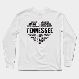 Tennessee Heart Love Knoxville Nashville Memphis Cookeville Gatlinburg Loudon Chattanooga Kingsport Johnson City Long Sleeve T-Shirt